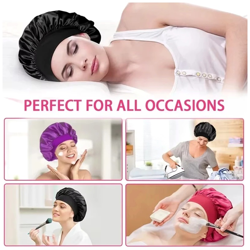 Satin Hair Bonnet - Gorro de satén morado para dormir,